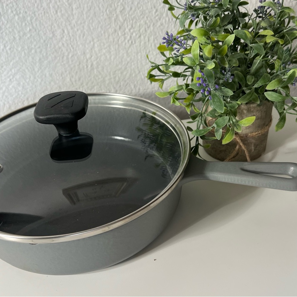 Geoffrey Zakarian 9” Non-Stick Cast Iron Frying Pan Titanium-Infused Ceramic Blu